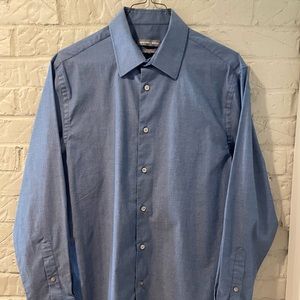 Dress Shirt Blue slim fit, flex collar - stretch, size M 15-15.5 / 32-33